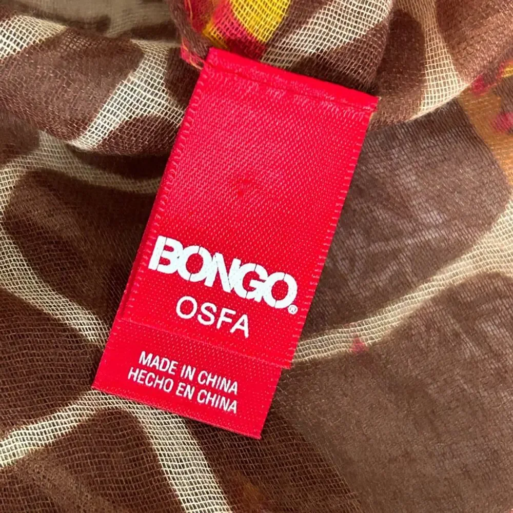 Bongo animal print giraffe brown red scarf